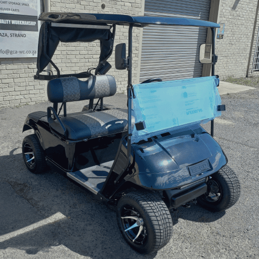 A EZGO golf cart freshly resprayed for a new llok