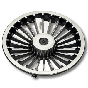 Durable and stylish hubcaps for golf carts, enhancing wheel aesthetics
